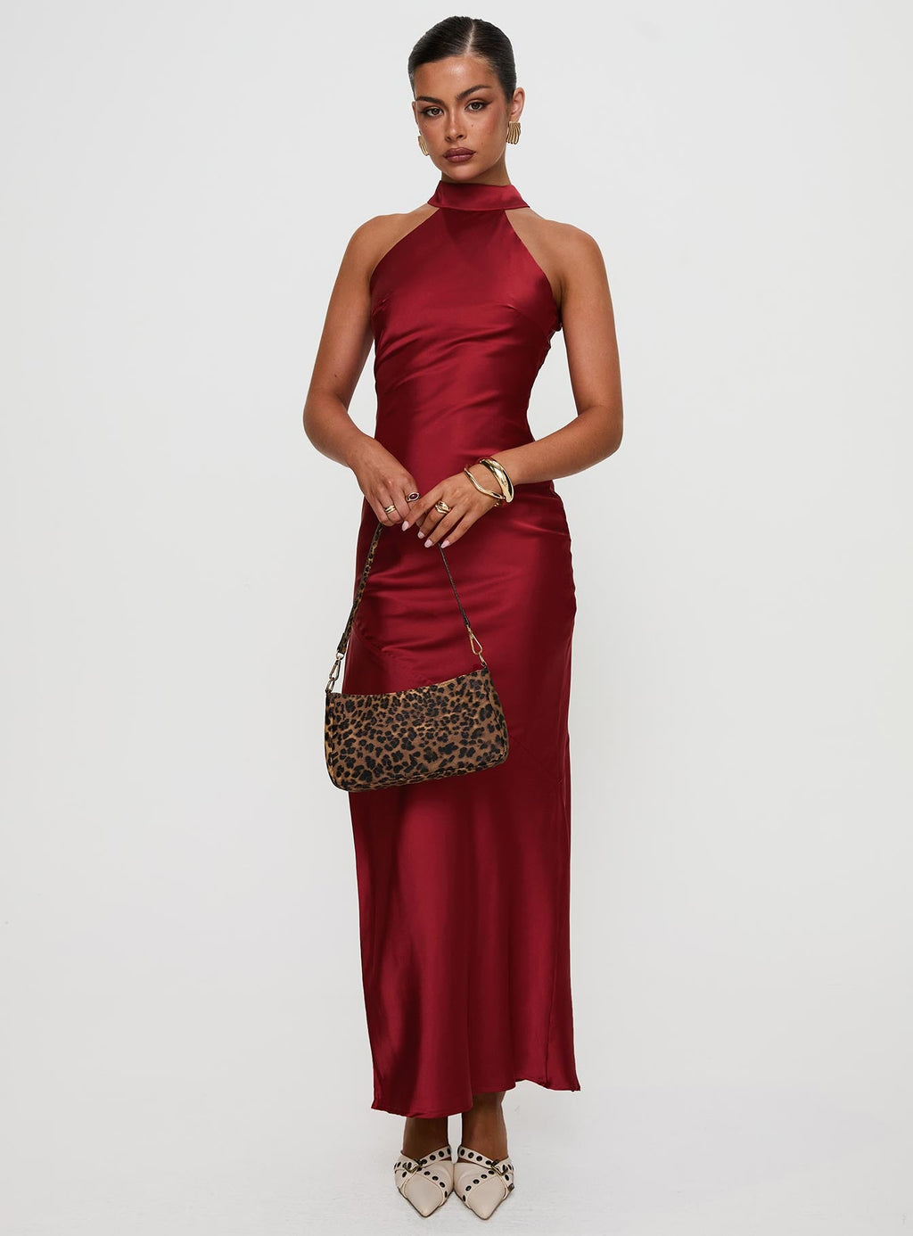 Mordecai Halter Maxi Dress Burgundy