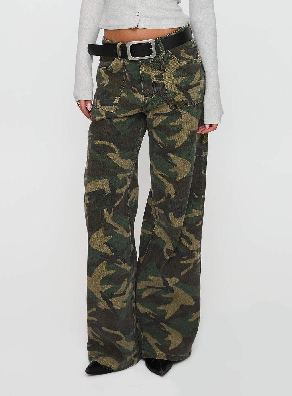 Briony Mid Rise Wide Leg Jeans Camouflage