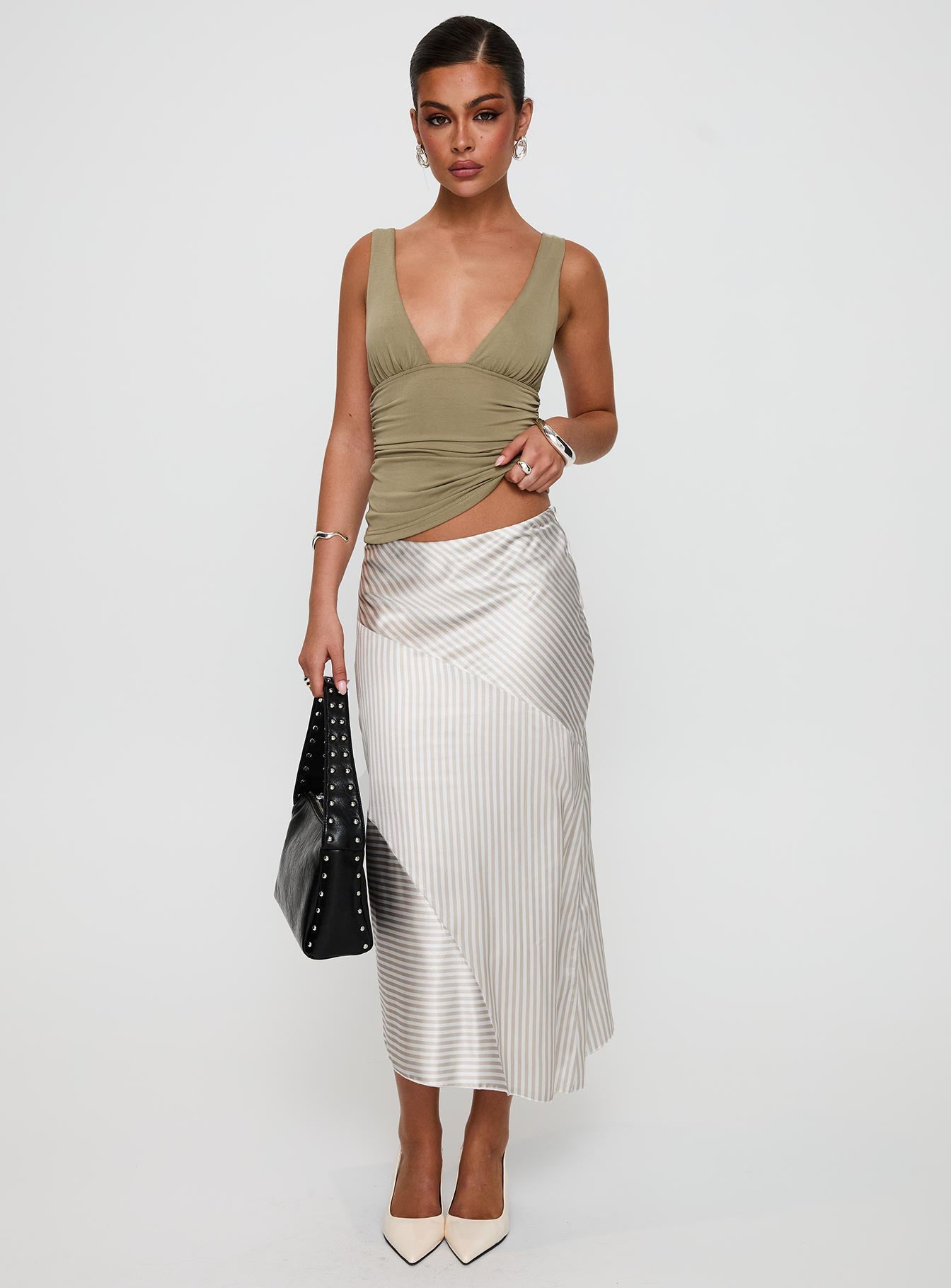 Priscella Asymmetrical Midi Skirt Multi