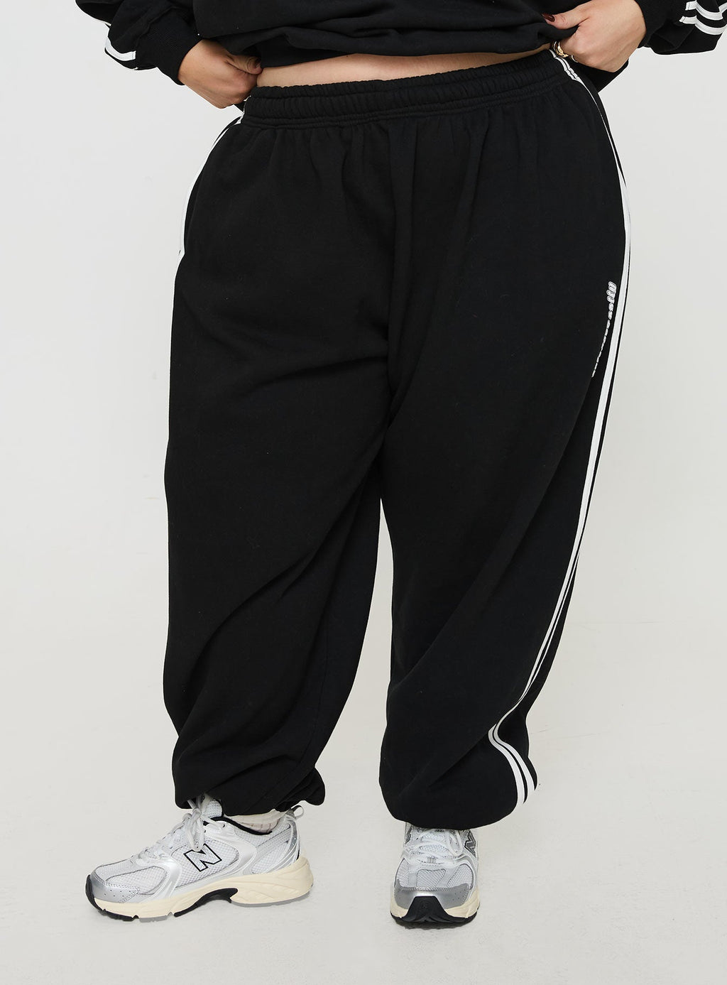 Princess Polly Track Pants Stripe Black / White Curve