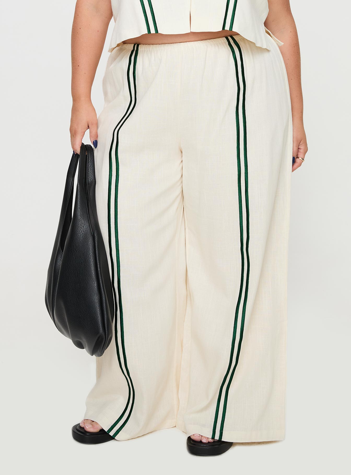 Telling Lies Pants White / Green Curve