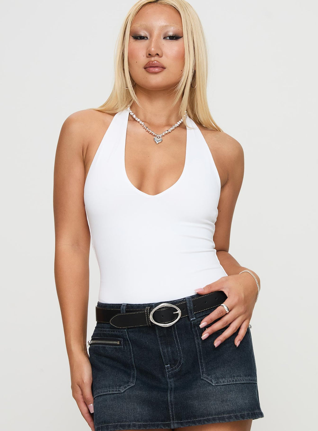Someone New Halter Bodysuit White