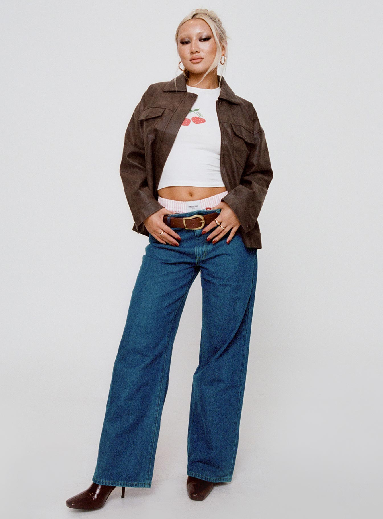 Top Model Low Rise Straight Leg Jeans Dark Denim