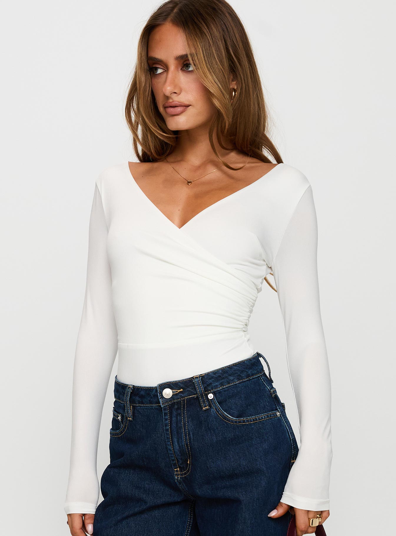 Right Here Cross Detail Bodysuit White