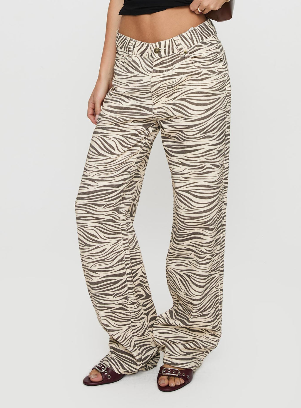Top Model Low Rise Straight Leg Jeans Zebra