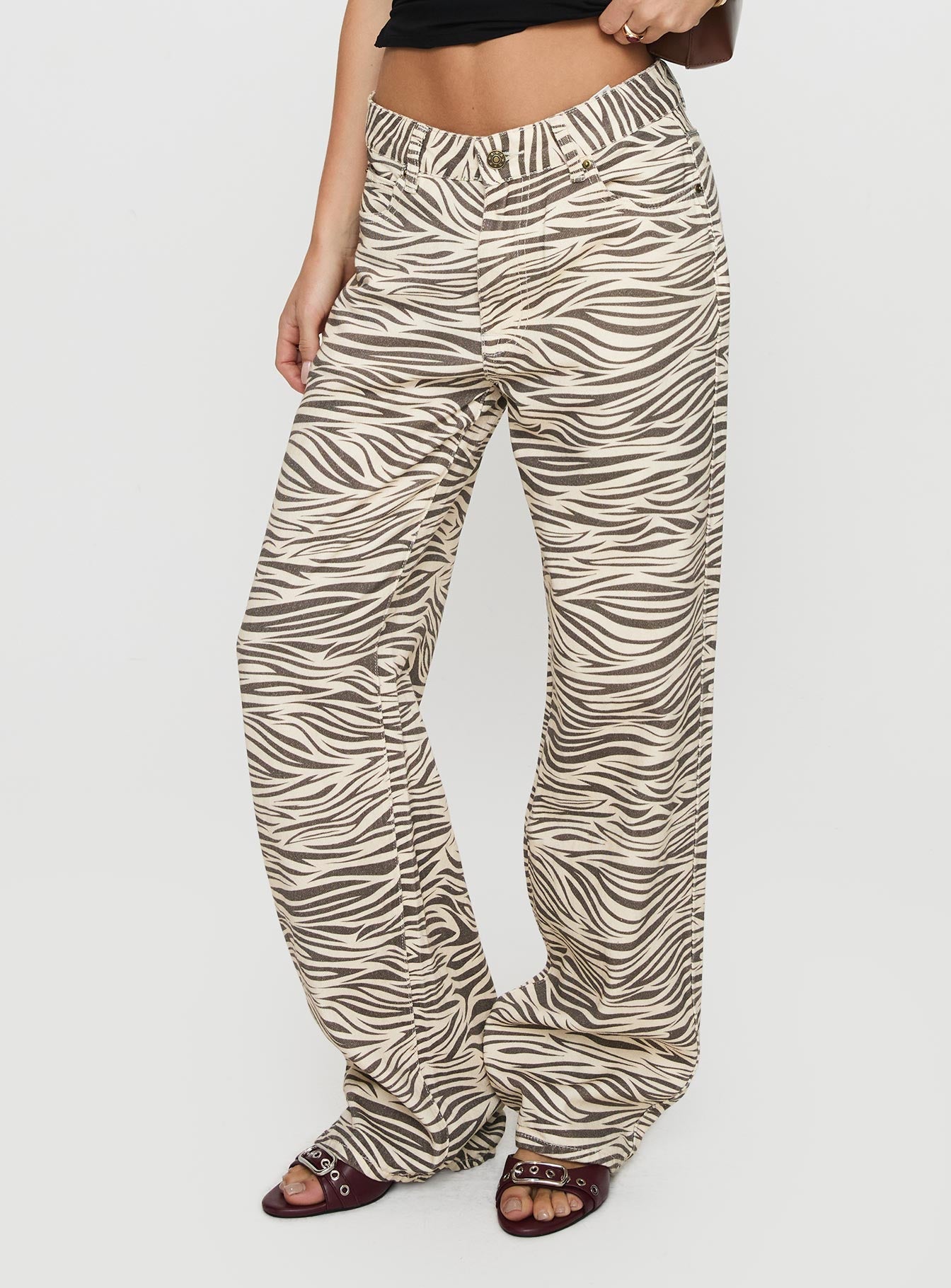 Top Model Low Rise Straight Leg Jeans Zebra