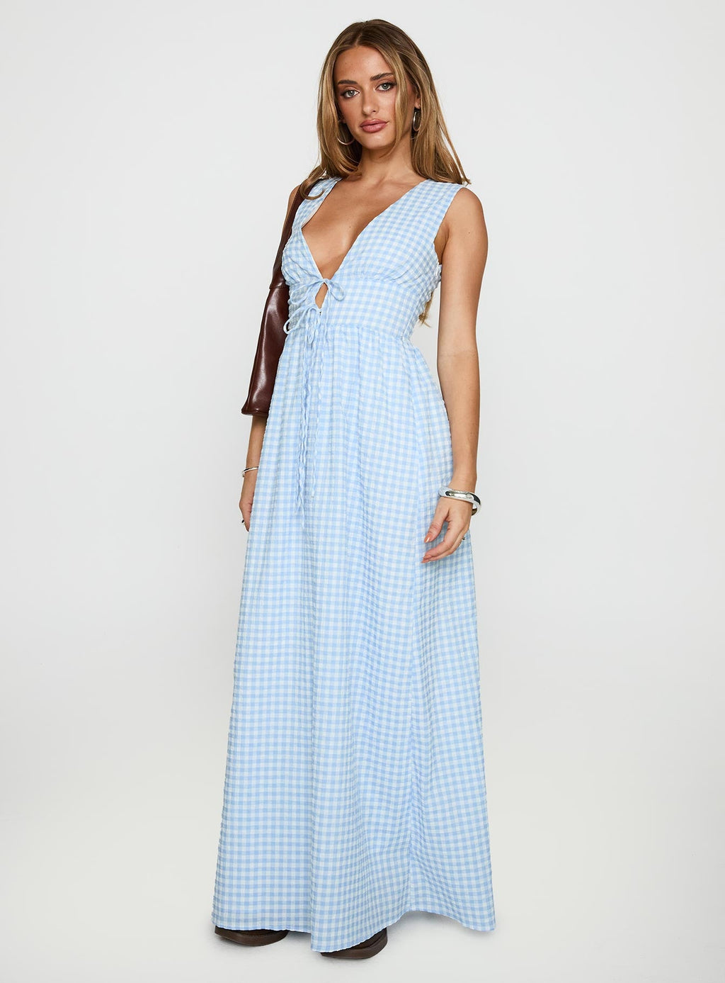 Pokey Maxi Dress Blue Check