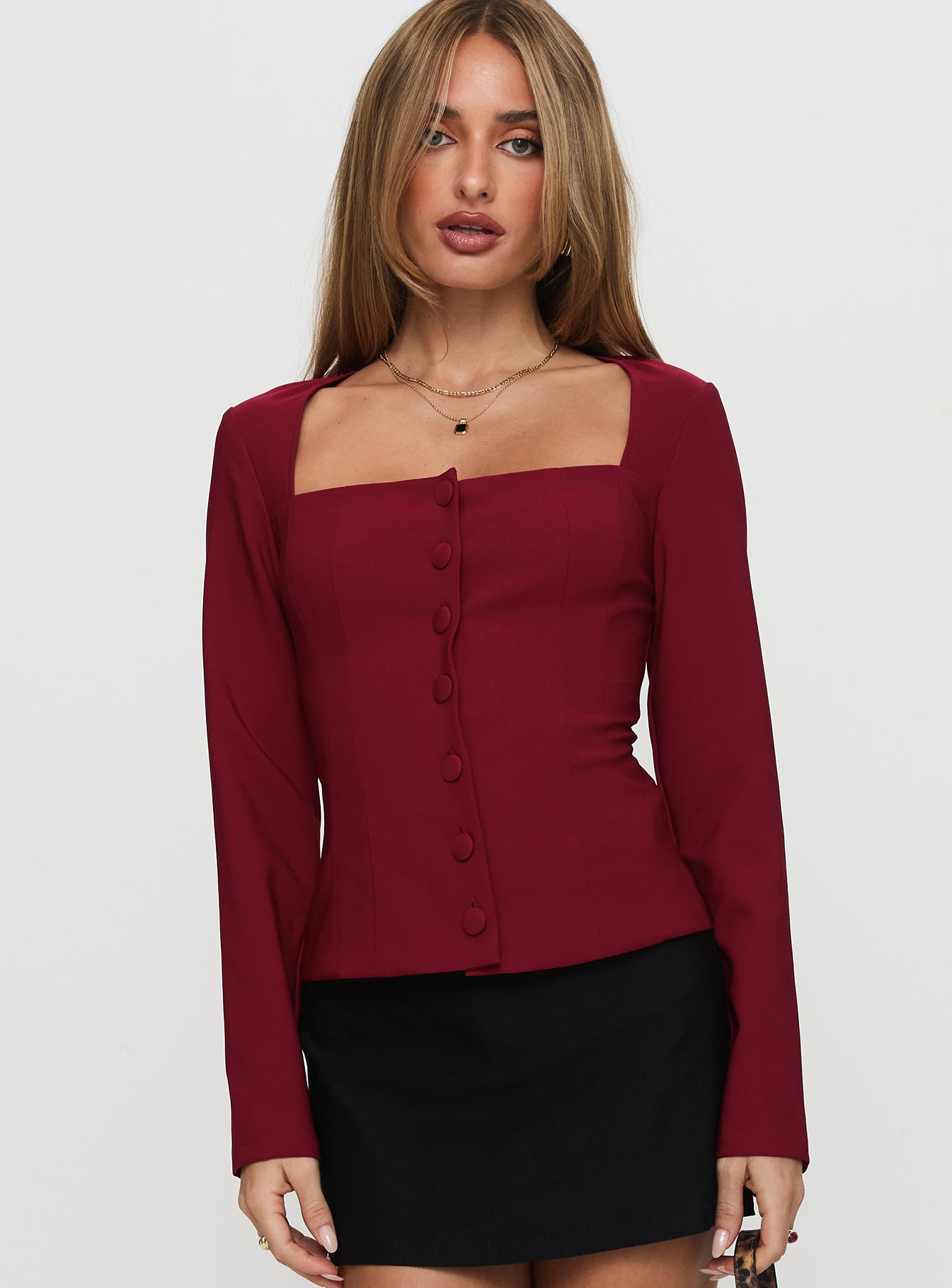 Gaskin Long Sleeve Top Burgundy