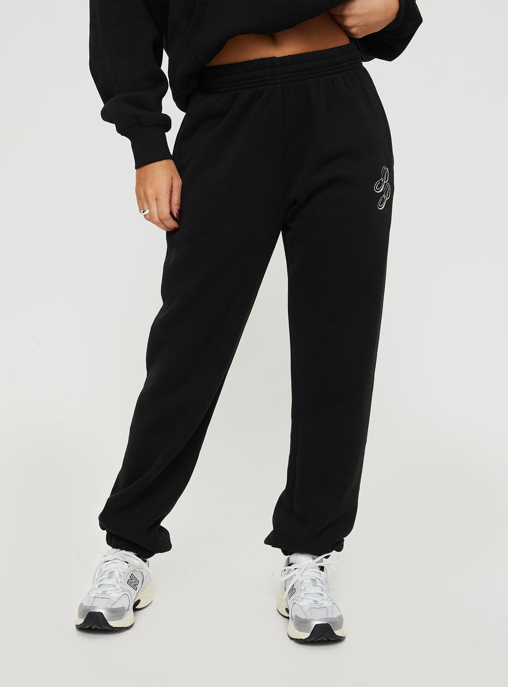 Princess Polly Track Pants Script Black / Ivory