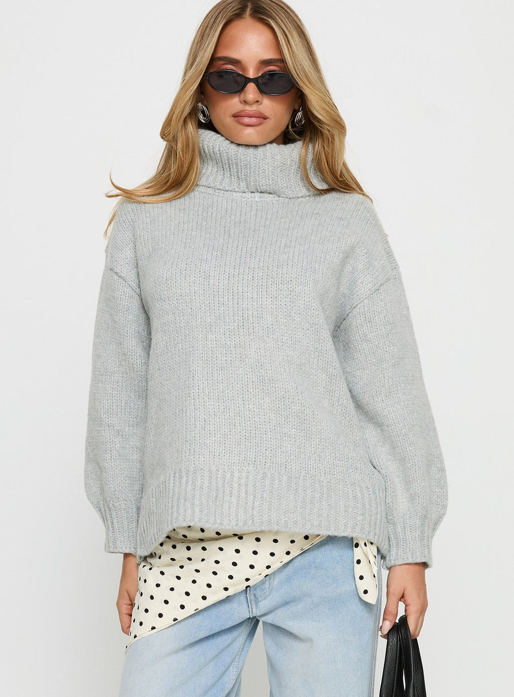 Let Love In Knit Sweater Grey