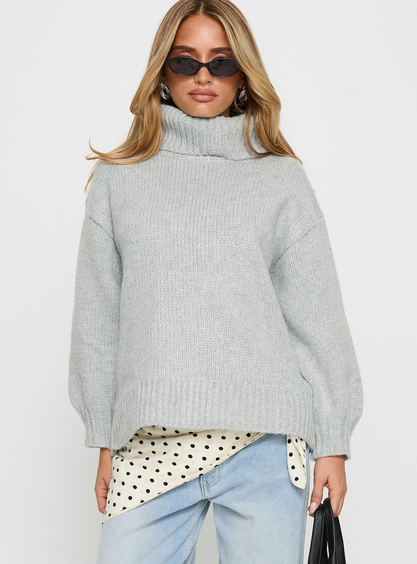 Let Love In Knit Sweater Grey