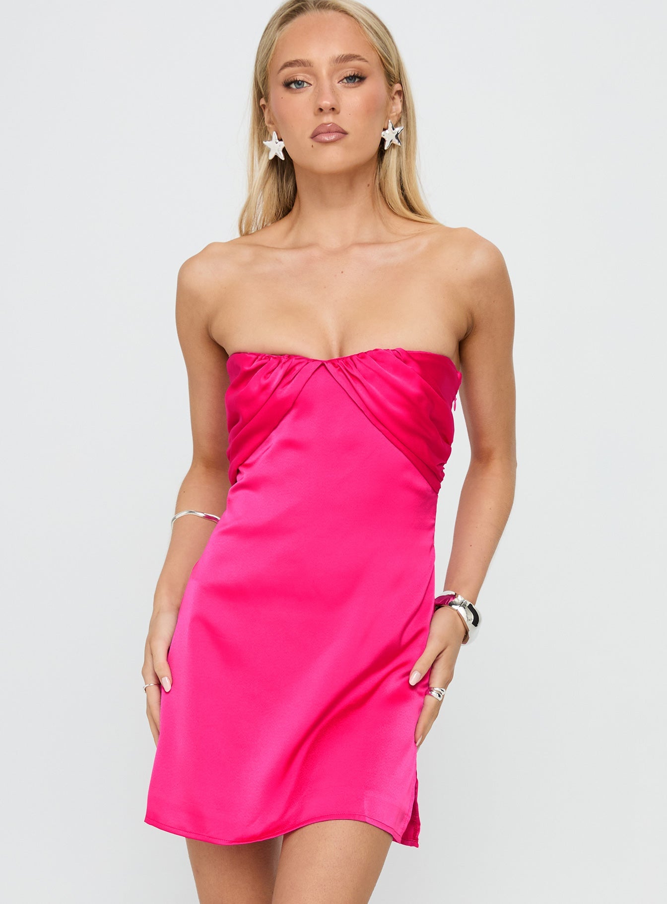 Irena Strapless Mini Dress Hot Pink