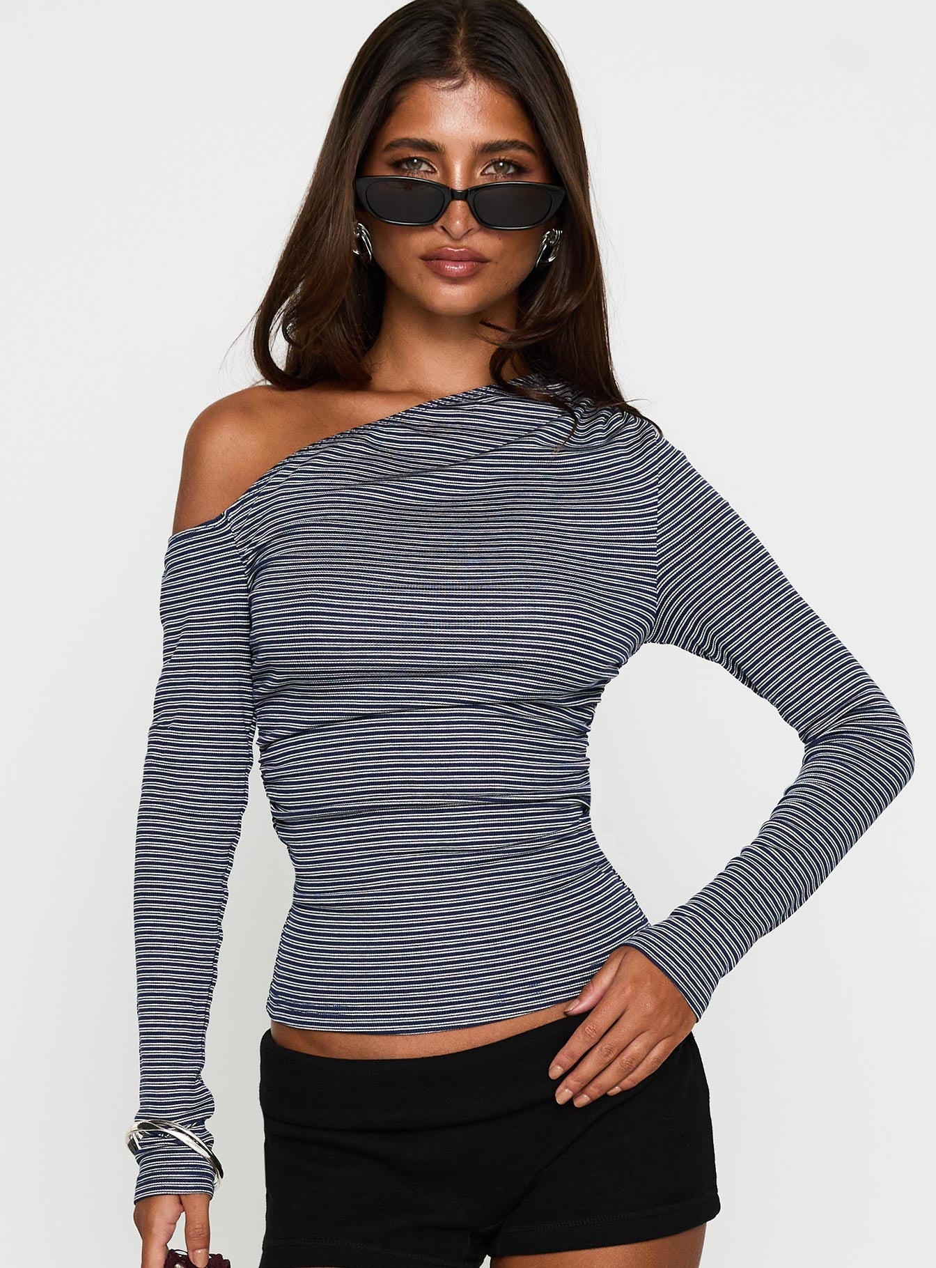 Beller Long Sleeve Top Navy Stripe