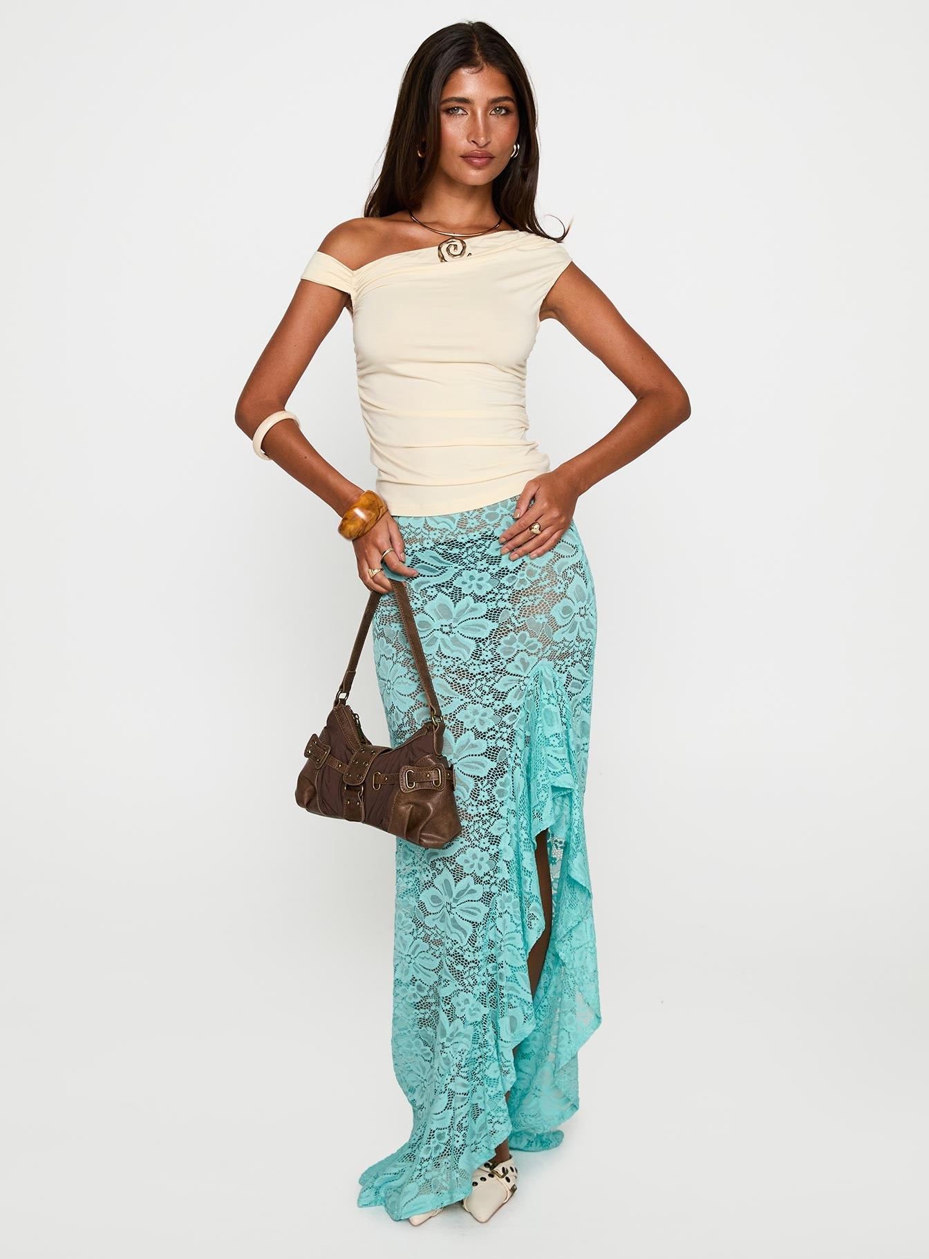 Bluemoon Lace Maxi Skirt Blue