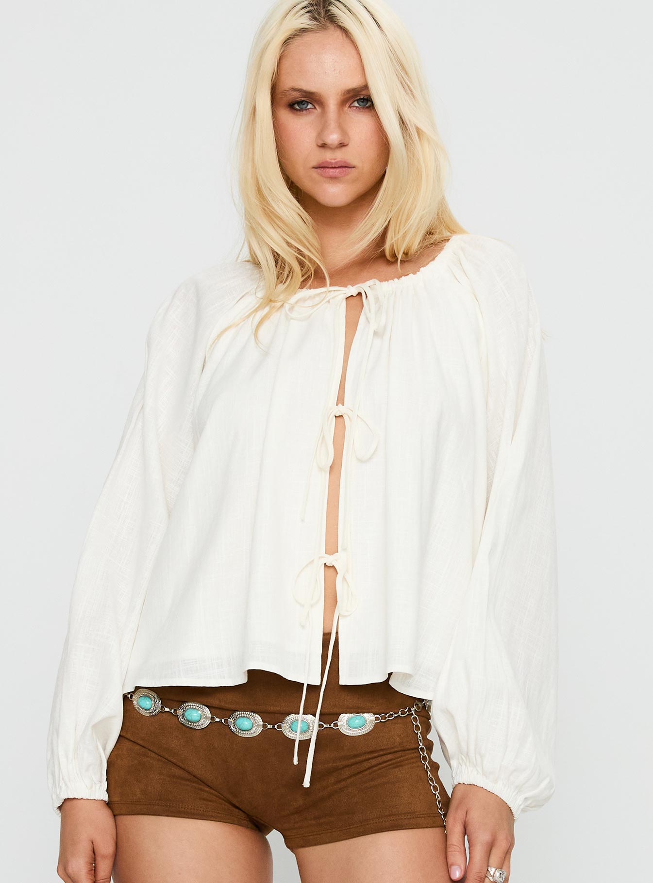 Somebody Else Tie Up Top White