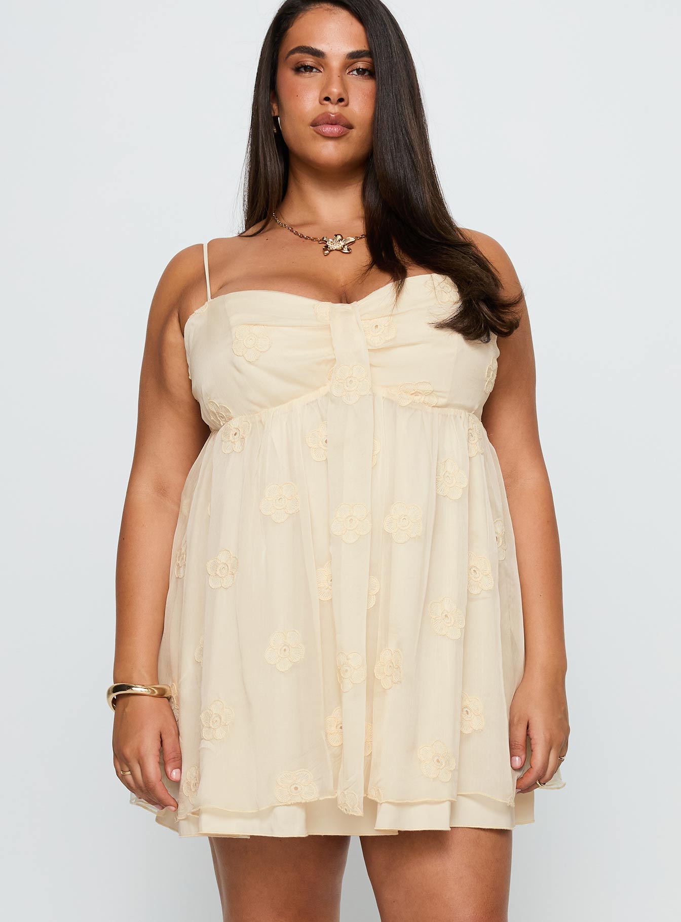 Sparks Fly Mini Dress Cream Curve