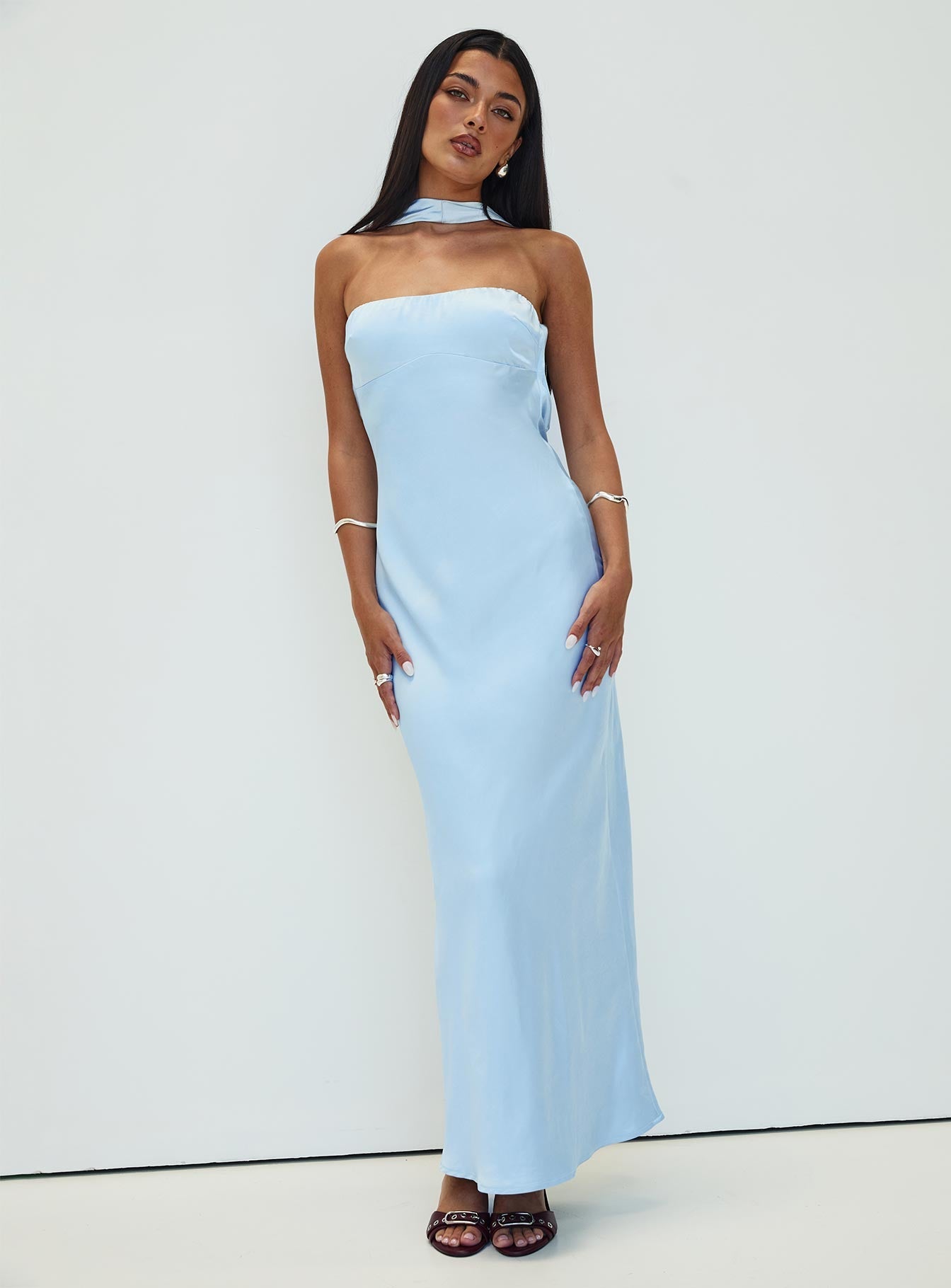 Legacies Strapless Maxi Dress Icy Blue Petite