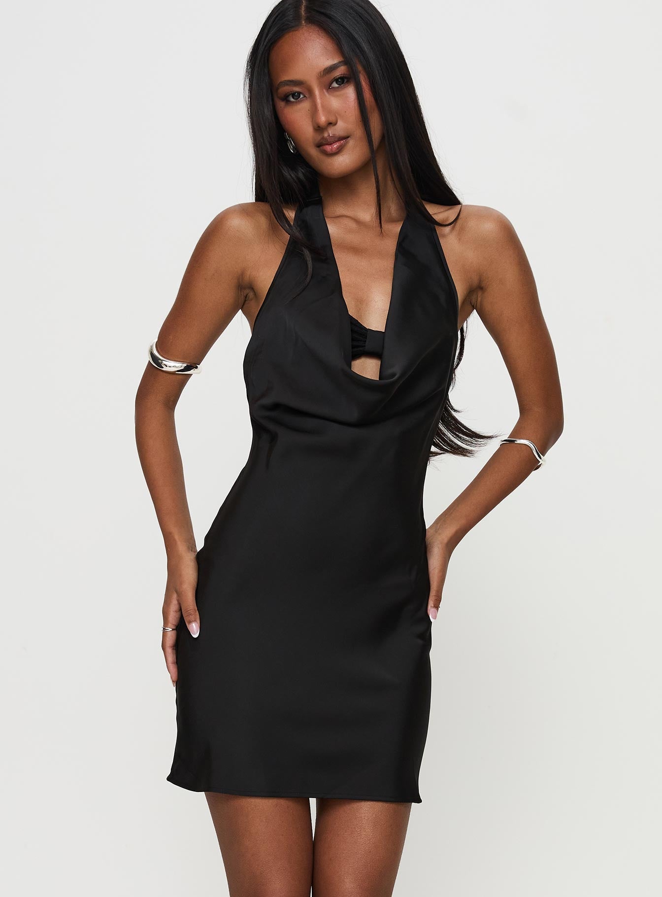 Tempeste Halter Mini Dress Black