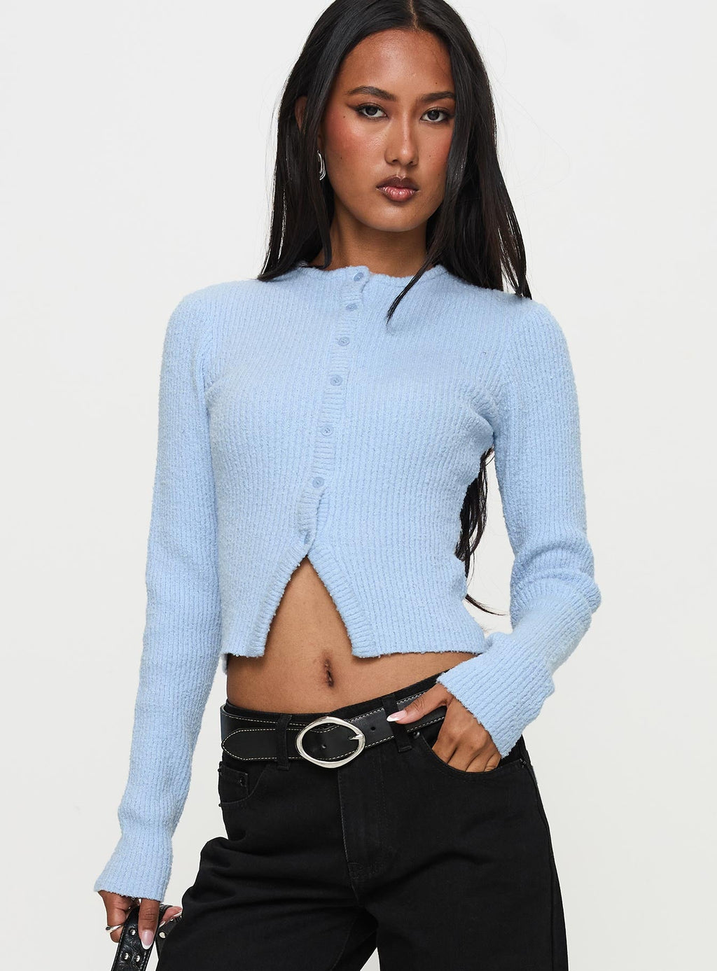 Suzu Long Sleeve Knit Top Blue