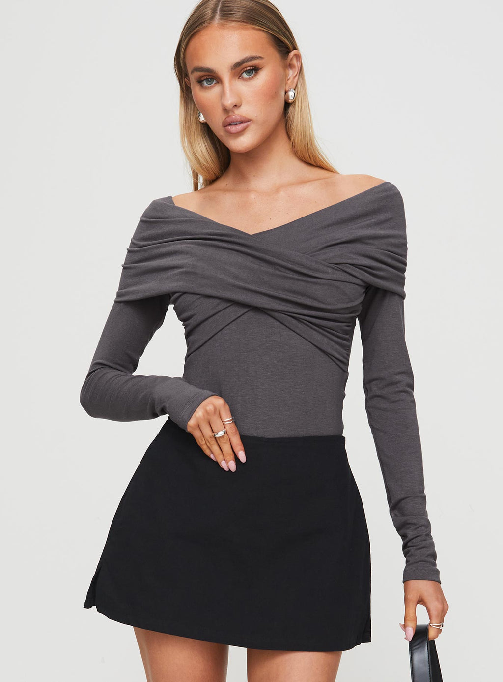 Sundlow Off Shoulder Bodysuit Slate