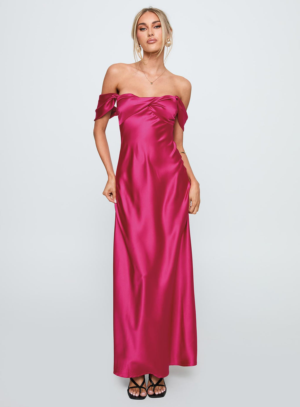 Live For You Off The Shoulder Maxi Dress Hot Pink