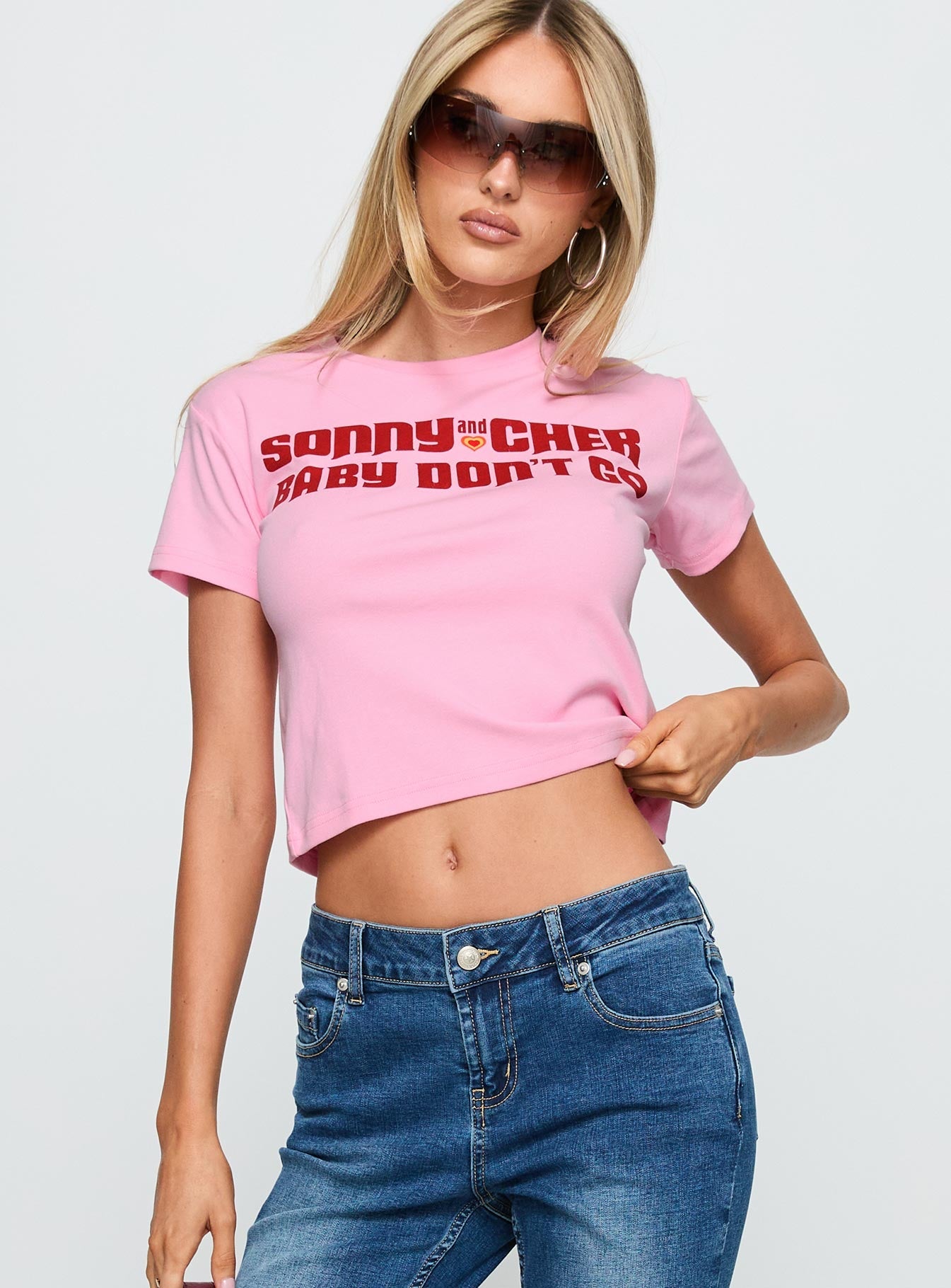 Sonny And Cher Vintage Graphic Top Pink