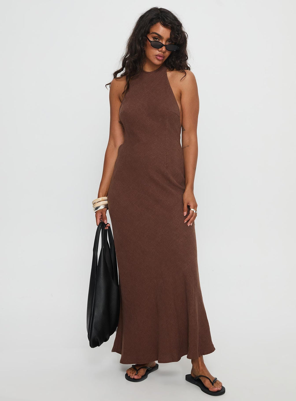 Annetta Halter Maxi Dress Chocolate