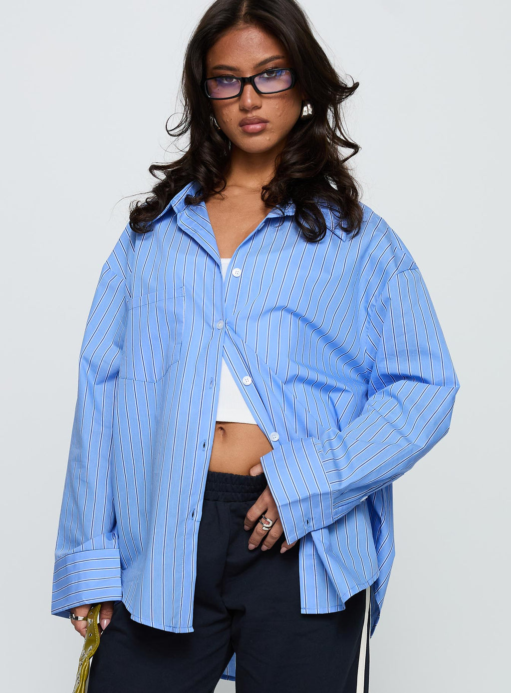 Kodhi Oversized Long Sleeve Top Blue Stripe