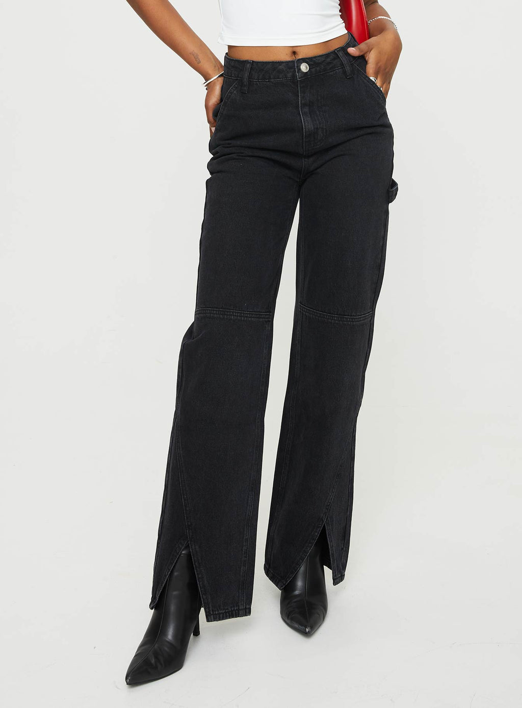 Rihanna Split Hem Jeans Black