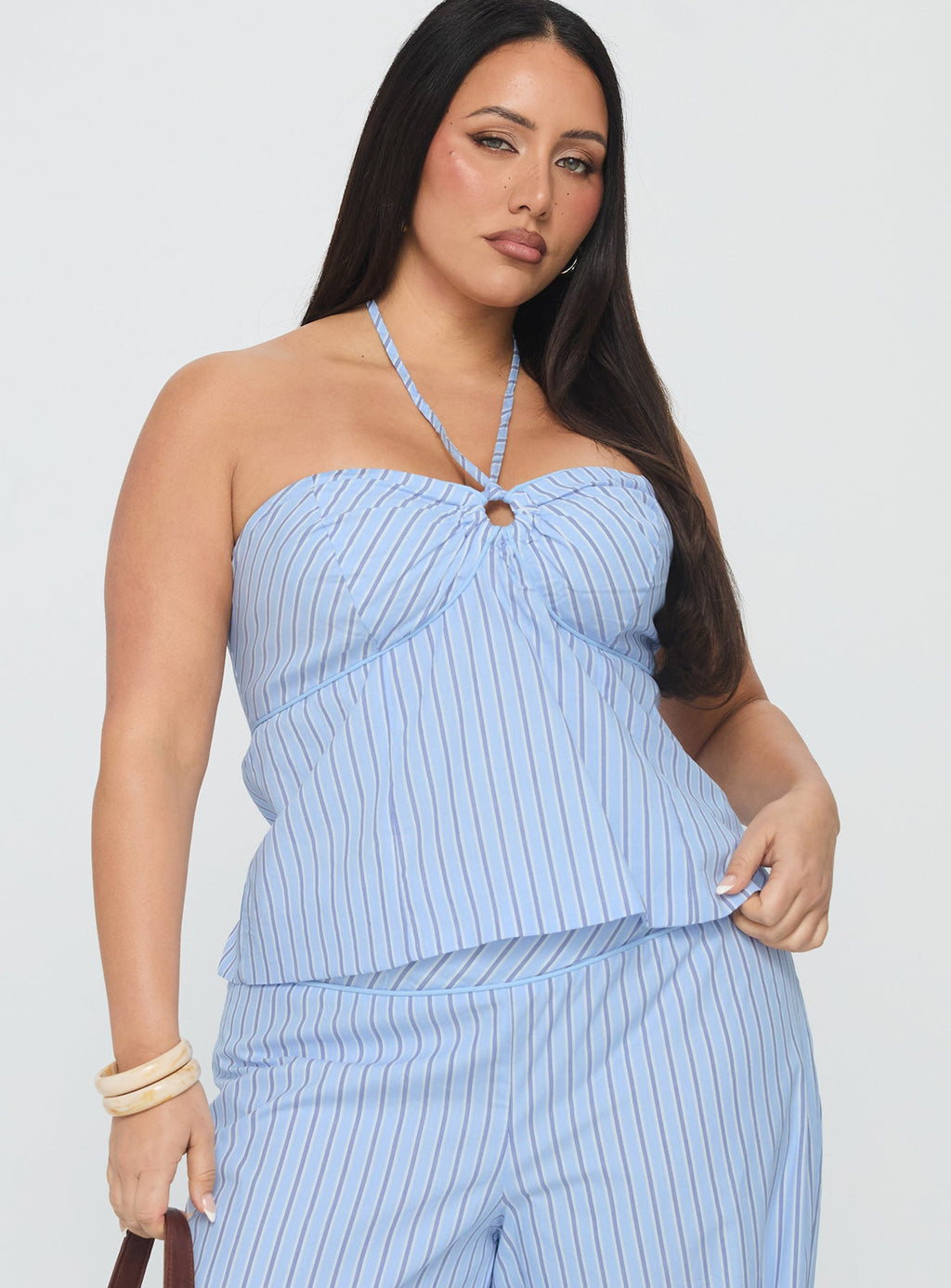 Sofea Halter Top Blue Stripe Curve