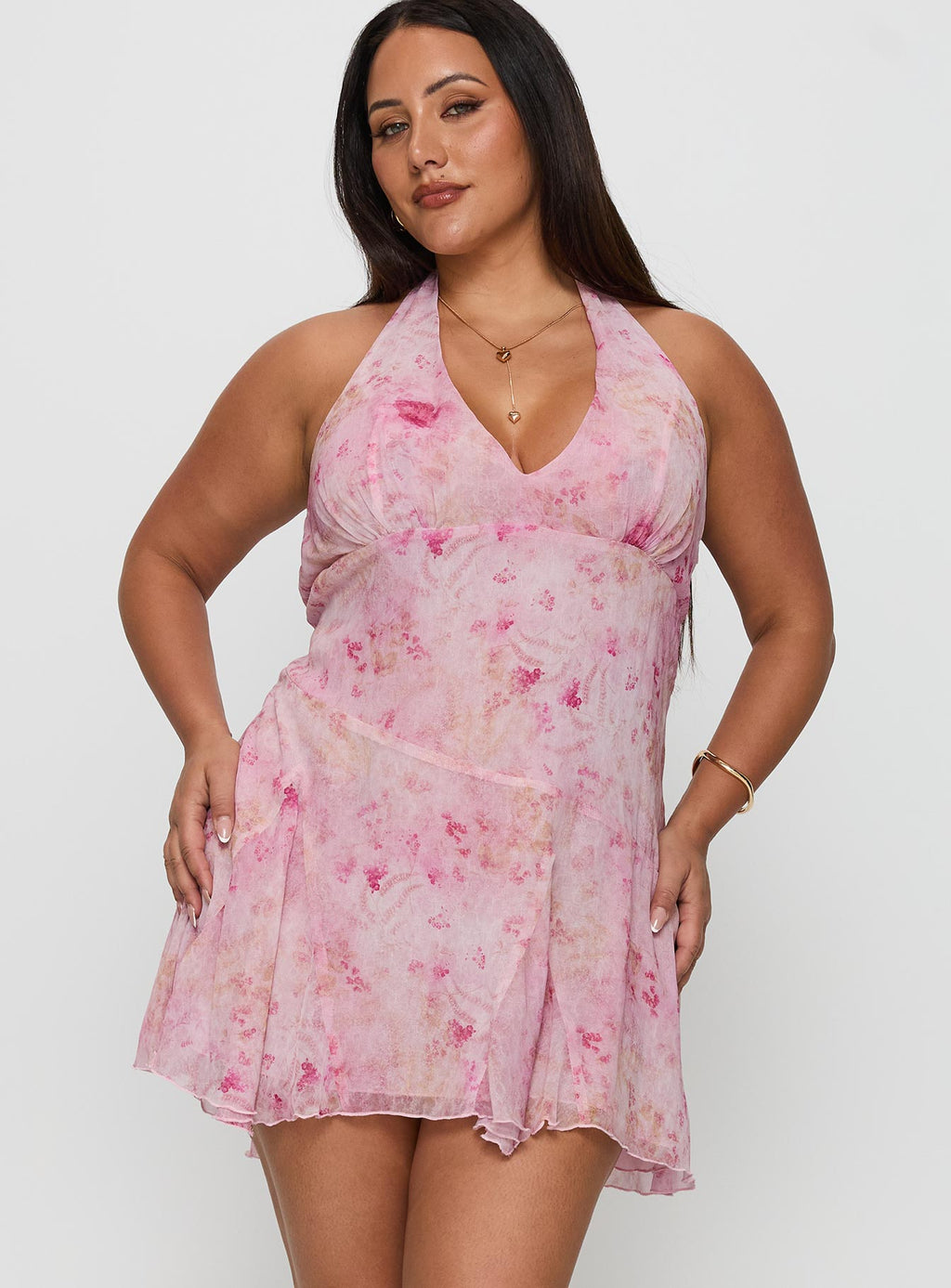 Valorie Halter Mini Dress Pink Curve