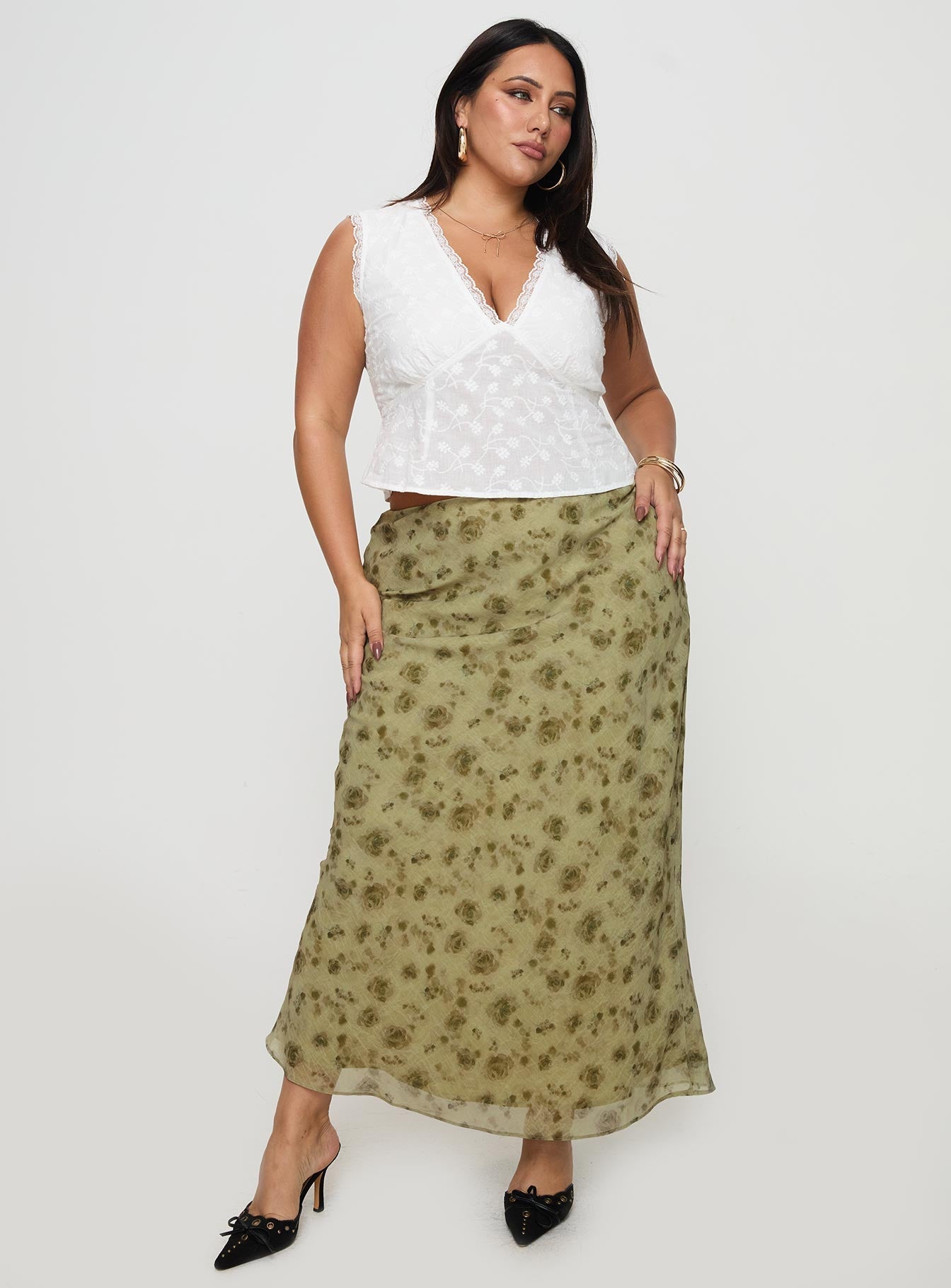 Piazia Maxi Skirt Green Curve