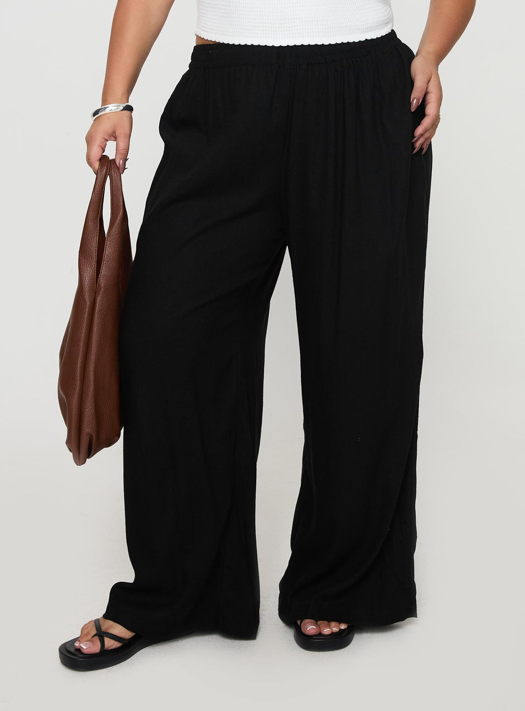 Louis Linen Blend Pants Black Curve