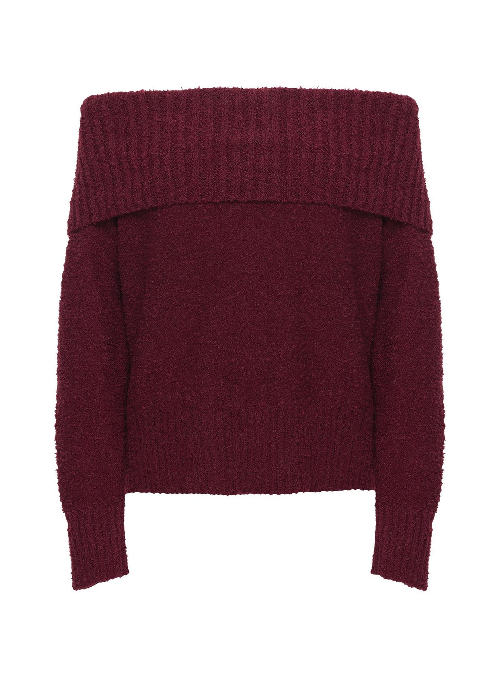 Parkley Boucle Off The Shoulder Sweater Burgundy