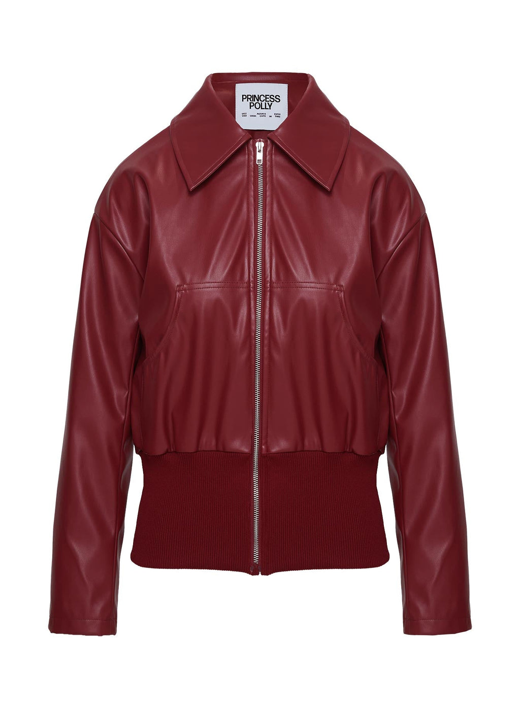 Radio On Blast Faux Leather Bomber Jacket Red