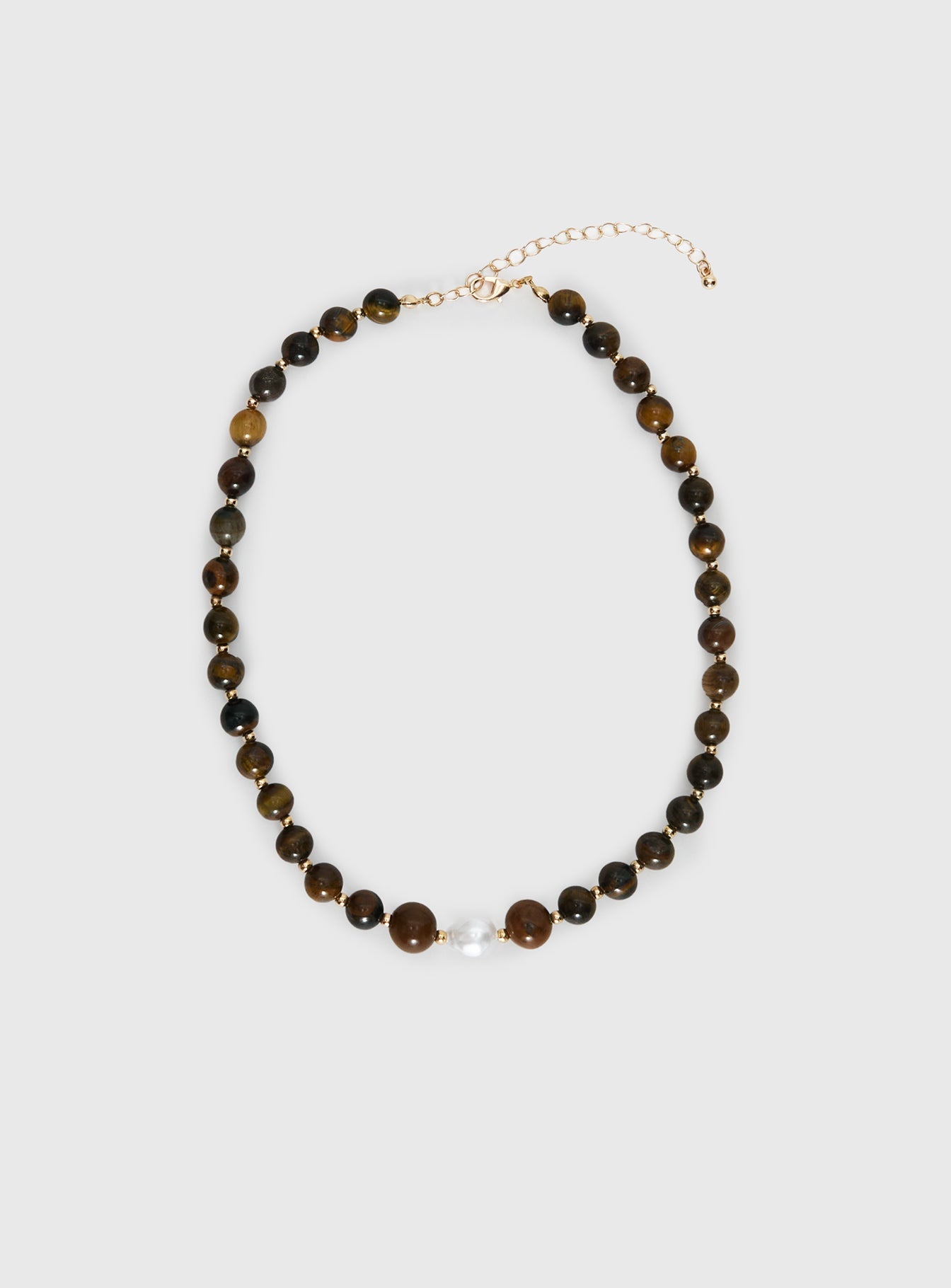 In Your Life Beaded Necklace Brown / Pearl