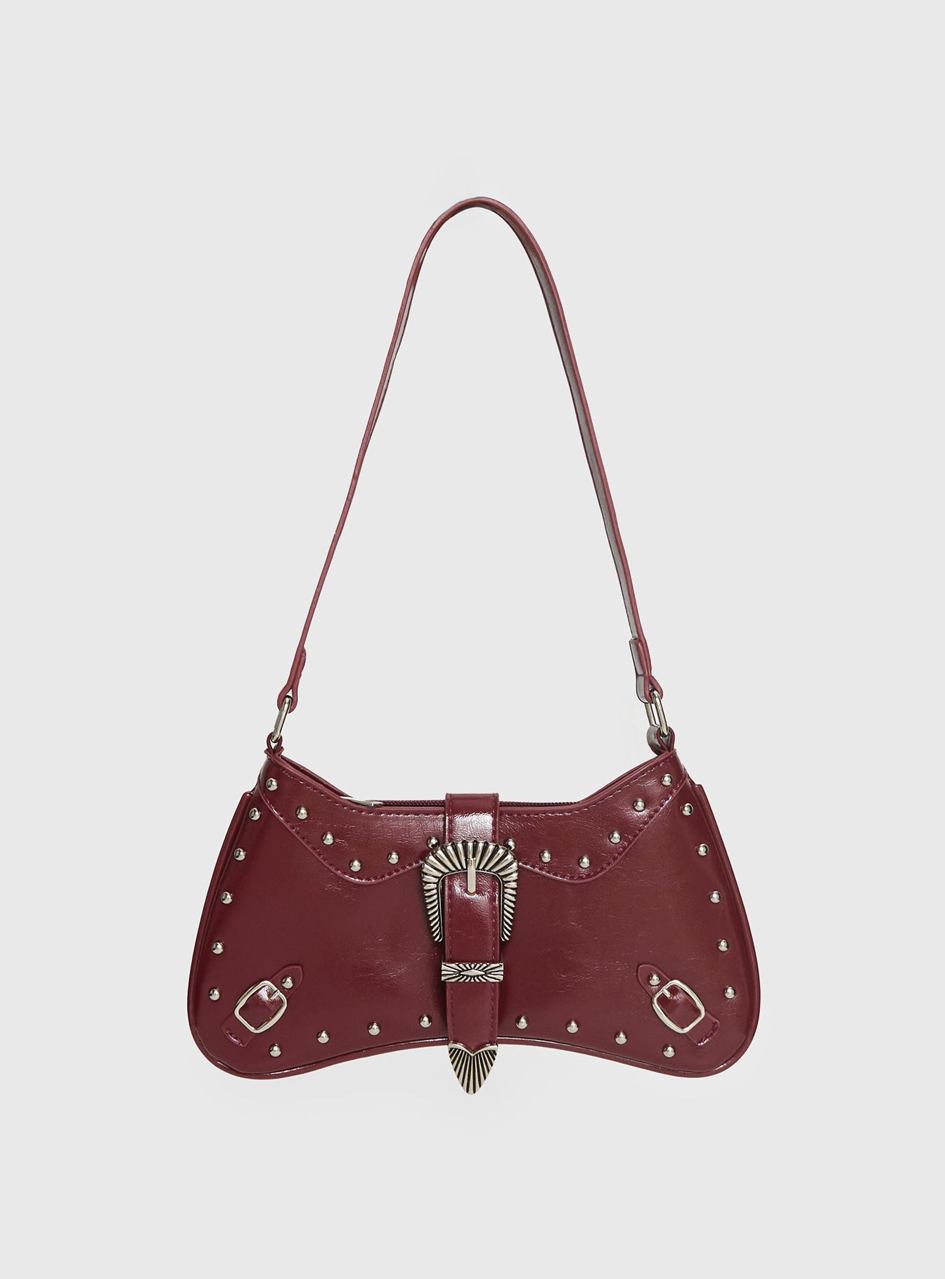 Crowd Pleaser Buckle Shoulder Bag Red