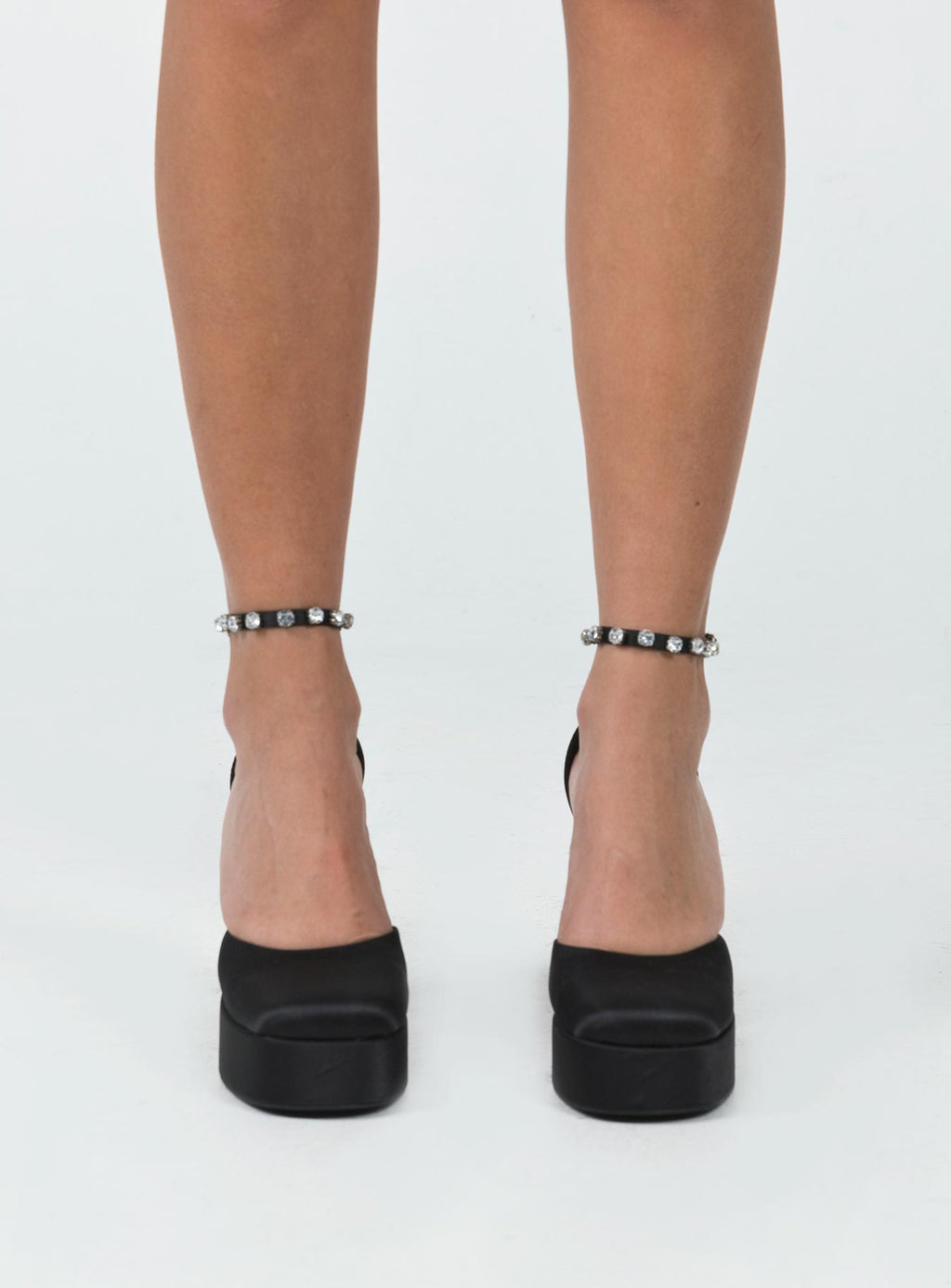 Solis Platform Ankle Strap Heels Black