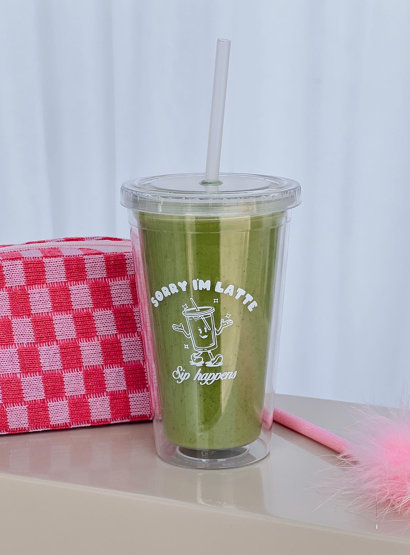 Sorry I'm Latte Iced Coffee Tumbler Clear / White