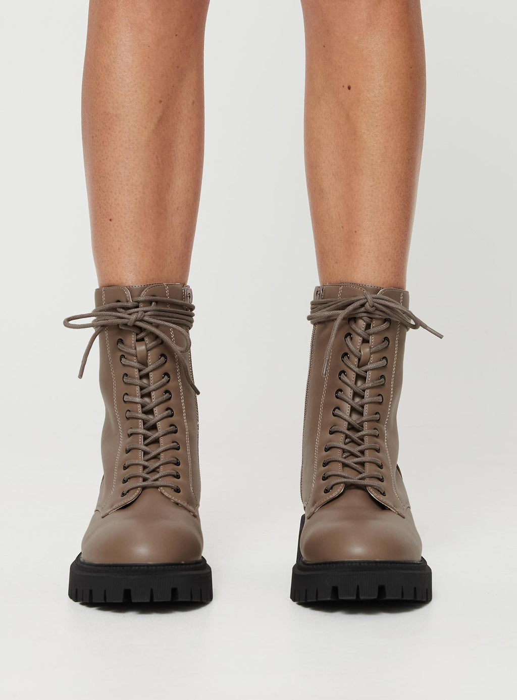 Tailor Lace Up Boots Taupe