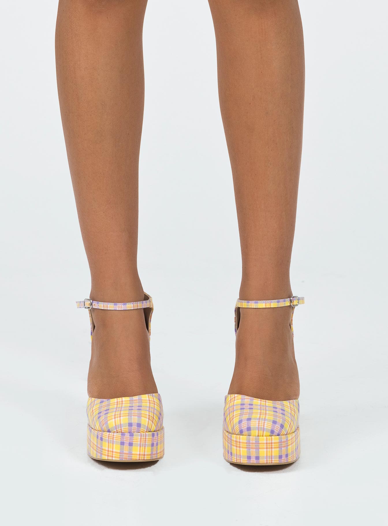 Chabert Platform Heels Yellow / Check