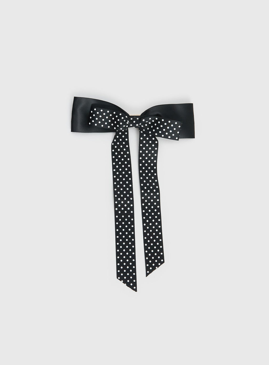 Reflecting Layered Bow Black Polka
