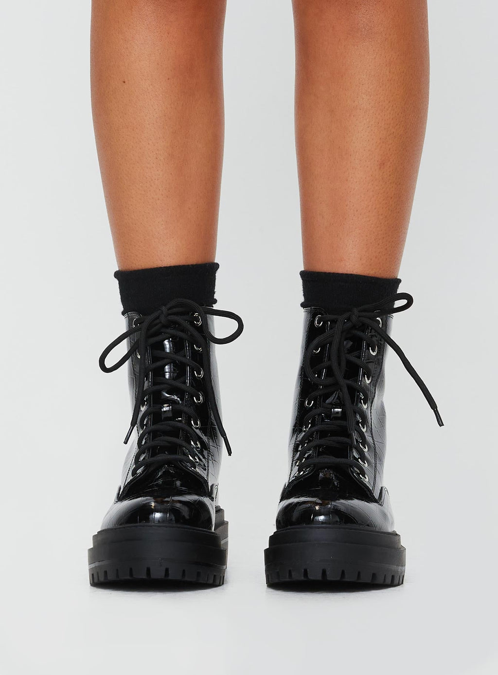 Obey Combat Boots Black Croc