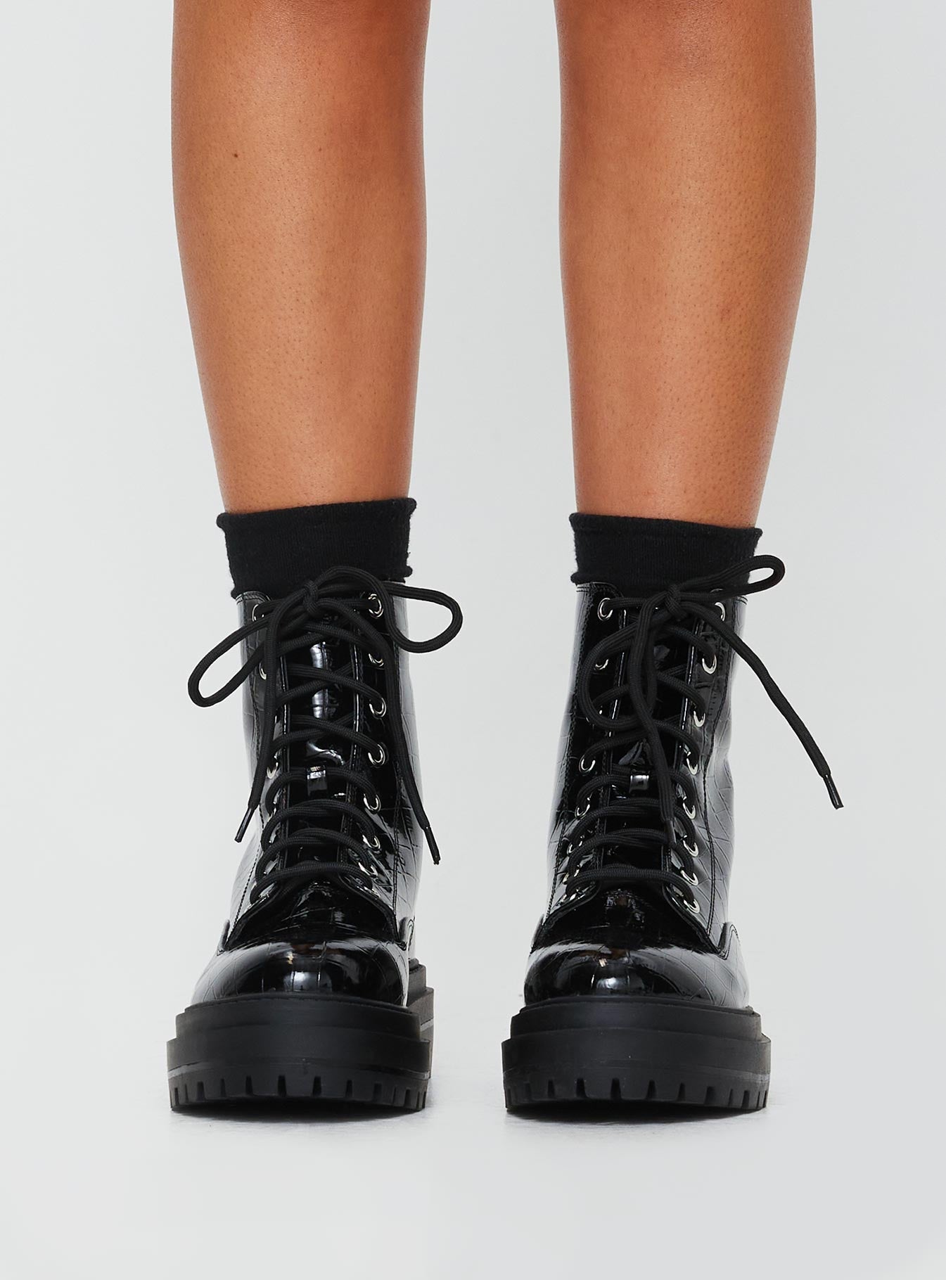 Obey Combat Boots Black Croc