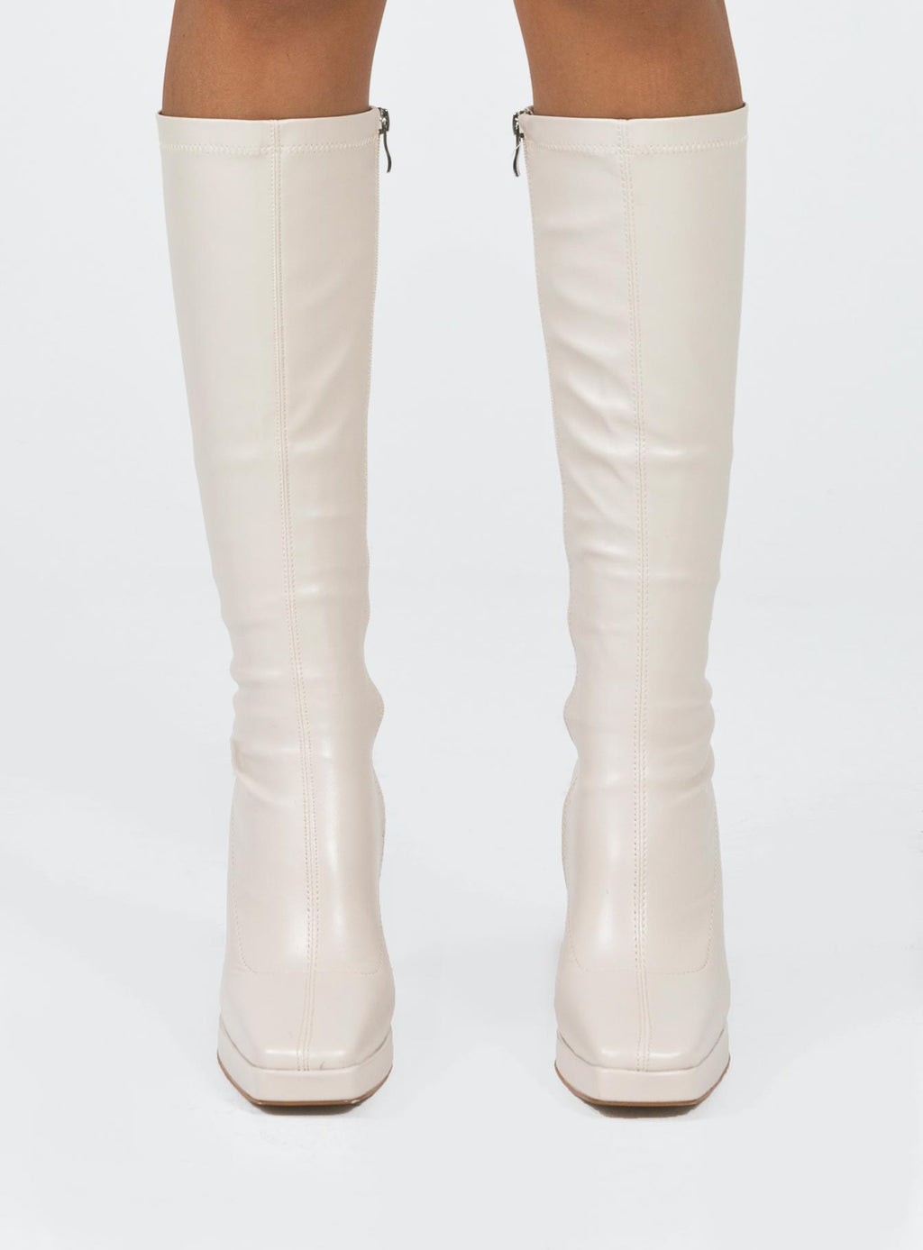 Zayas Knee High Boots Beige