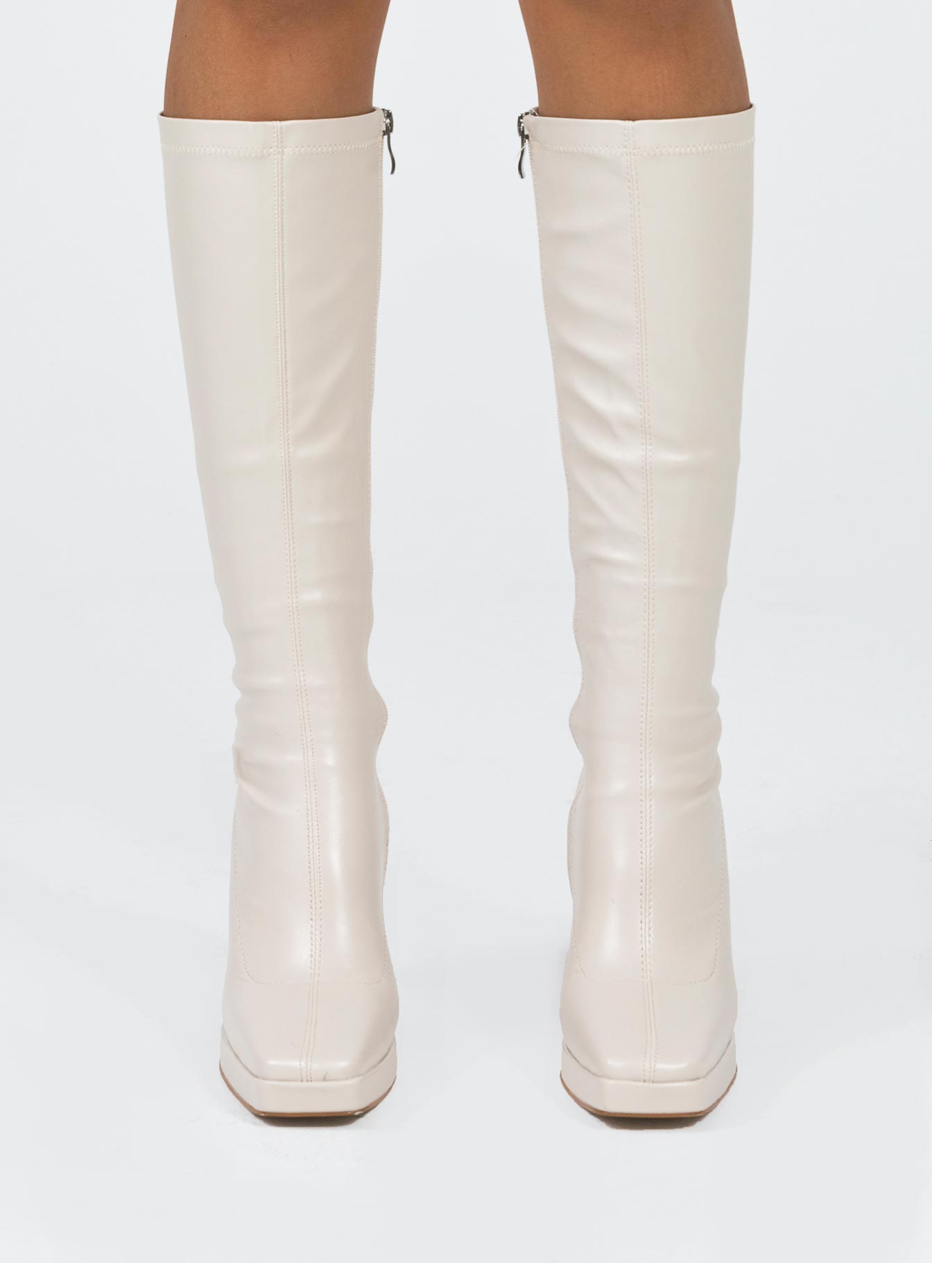 Zayas Knee High Boots Beige