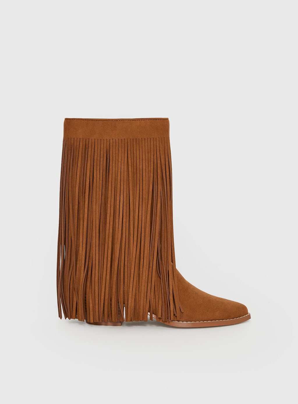 Wild Card Tassel Faux Suede Boots Brown