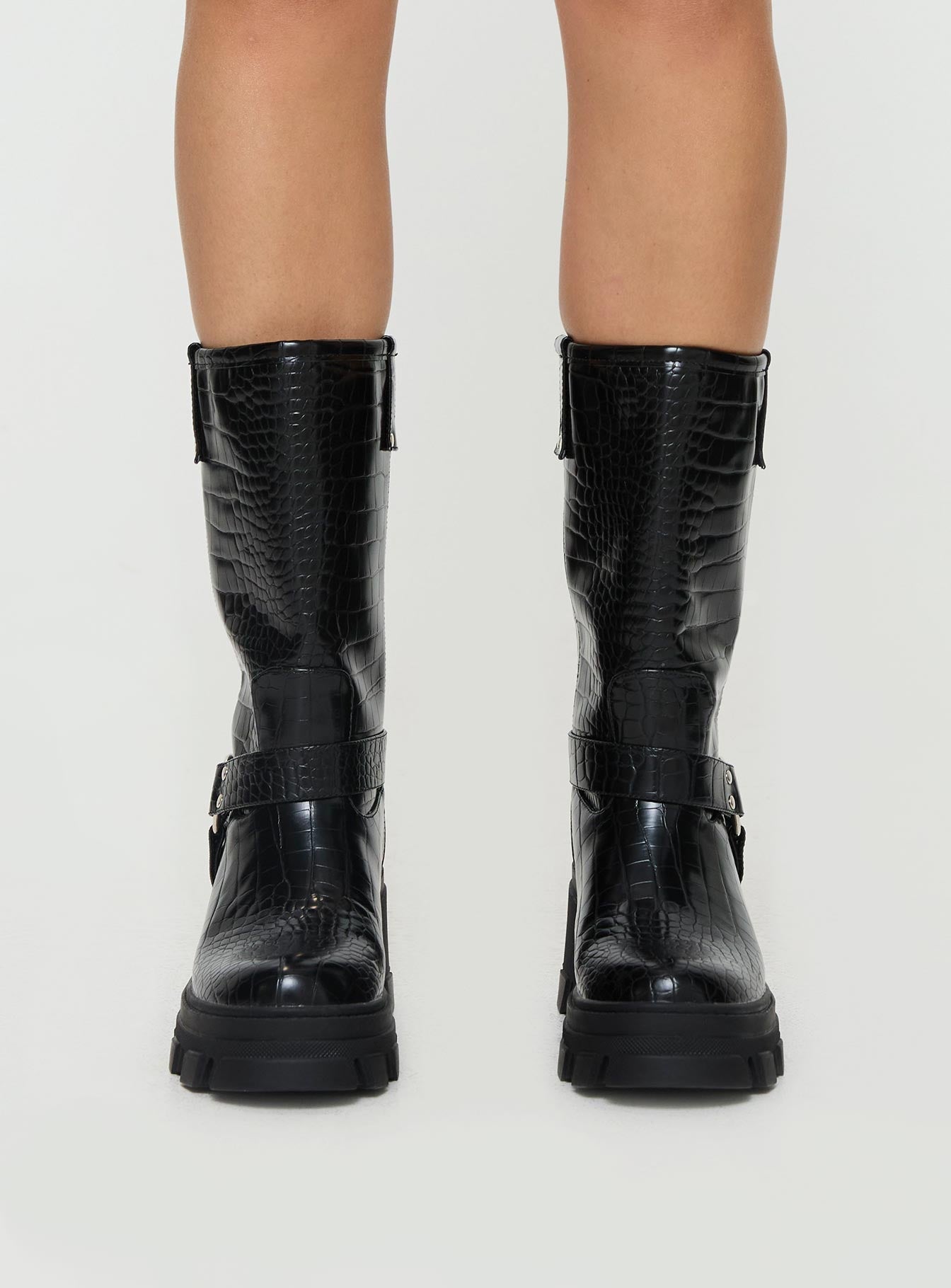 Boyfriend Boots Black Croc
