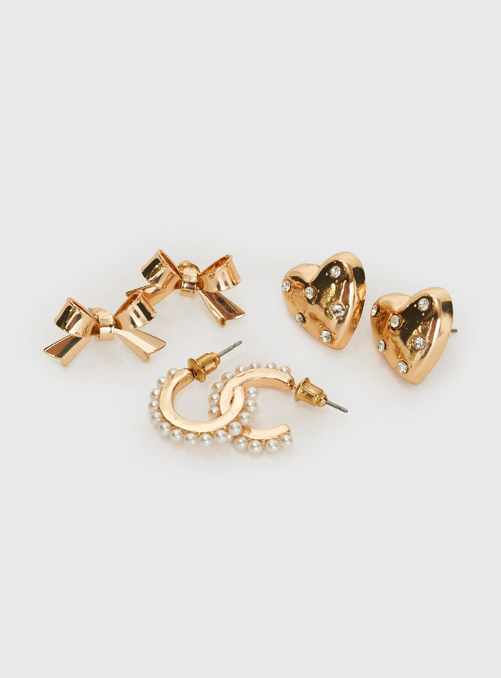 Bows & Hearts Earring Pack Gold