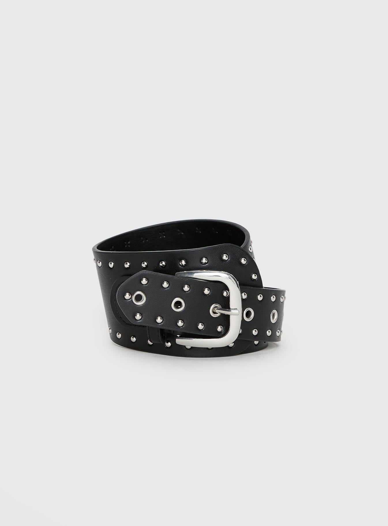 Main Thing Faux Leather Studded Belt Black / Silver